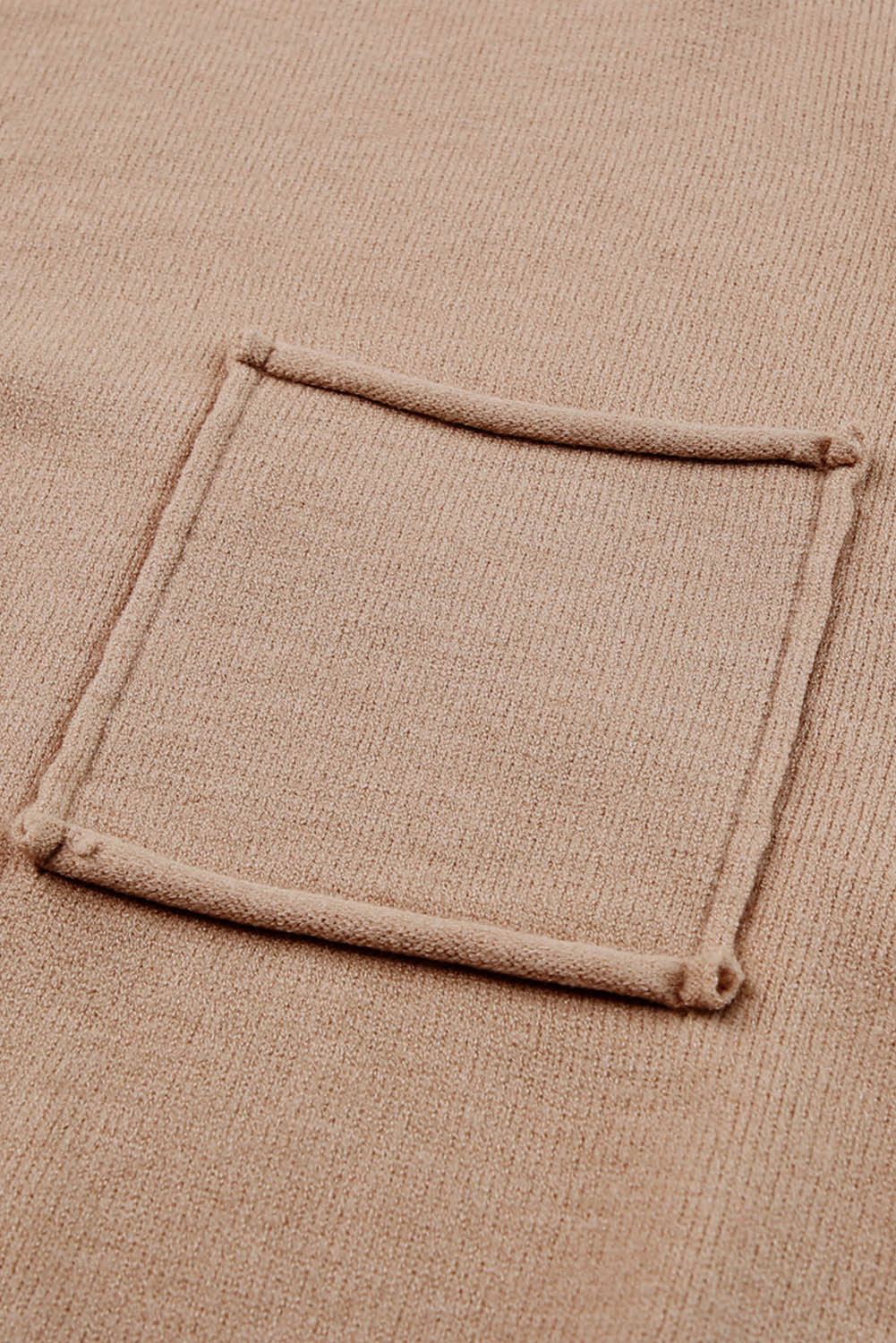 Apricot Raw Edge Patch Pocket Exposed Seam Loose Sweater-yoyobikini