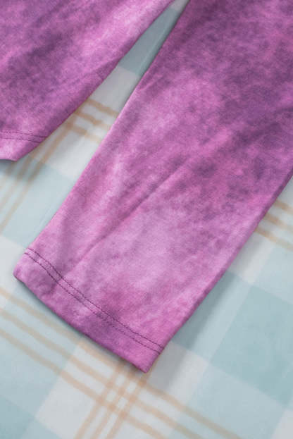 Rose Tie Dye Leopard Patchwork Pocket V Neck Top-yoyobikini