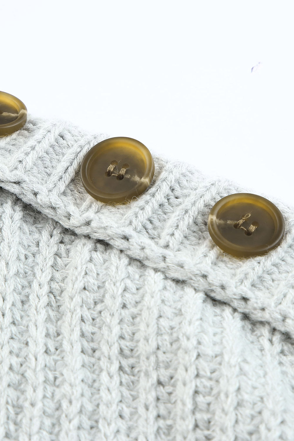 Gray Buttoned Drop Shoulder Oversized Sweater-yoyobikini