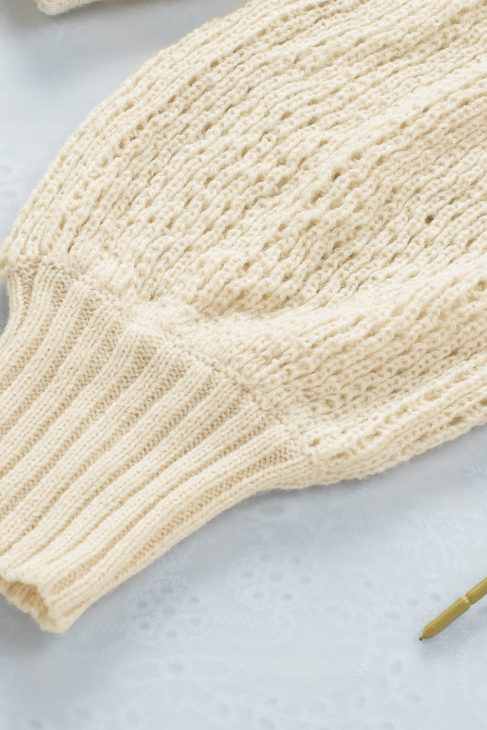 Apricot Sheer Openwork Knit Sweater-yoyobikini