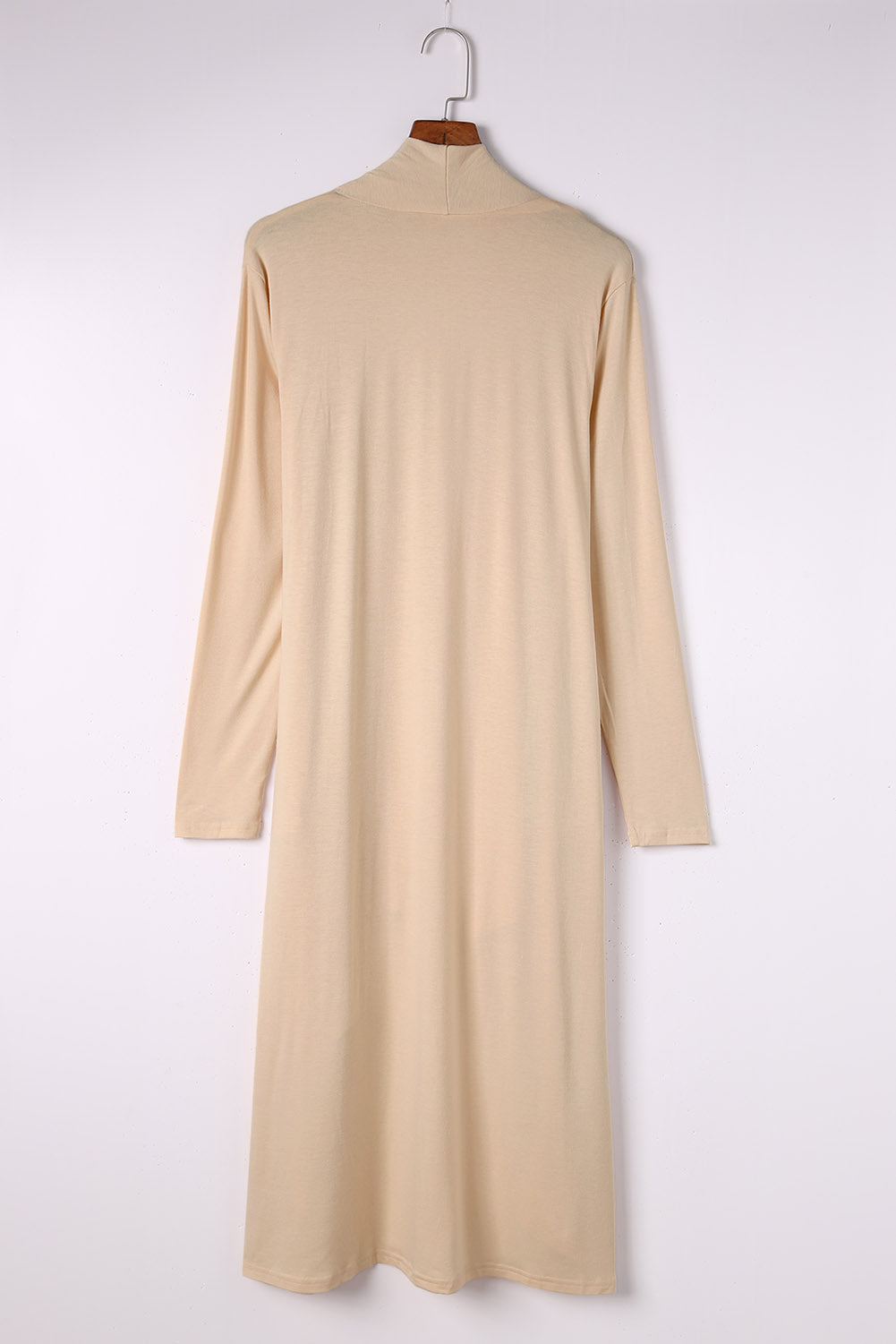 Apricot Long Sleeve Pockets High Low Open Front Cardigan-yoyobikini