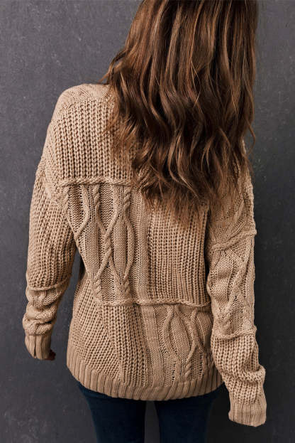 Apricot Buttons Front Patterned Texture Knit Cardigan-yoyobikini