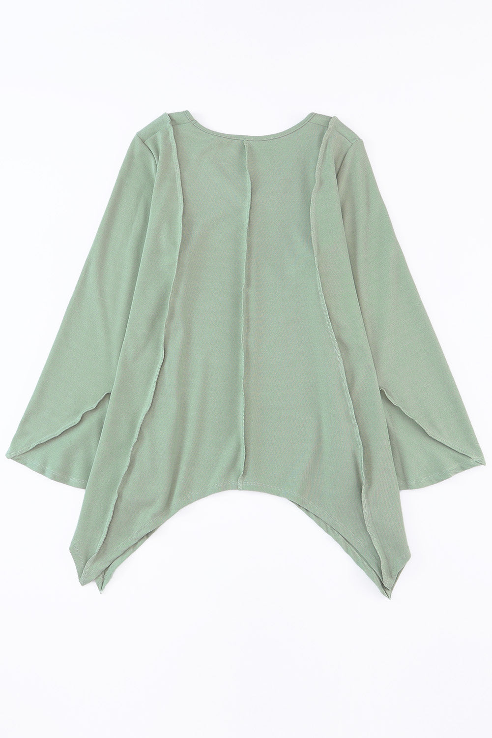 Green Ribbed Expose Seam Bell Sleeve Top-yoyobikini