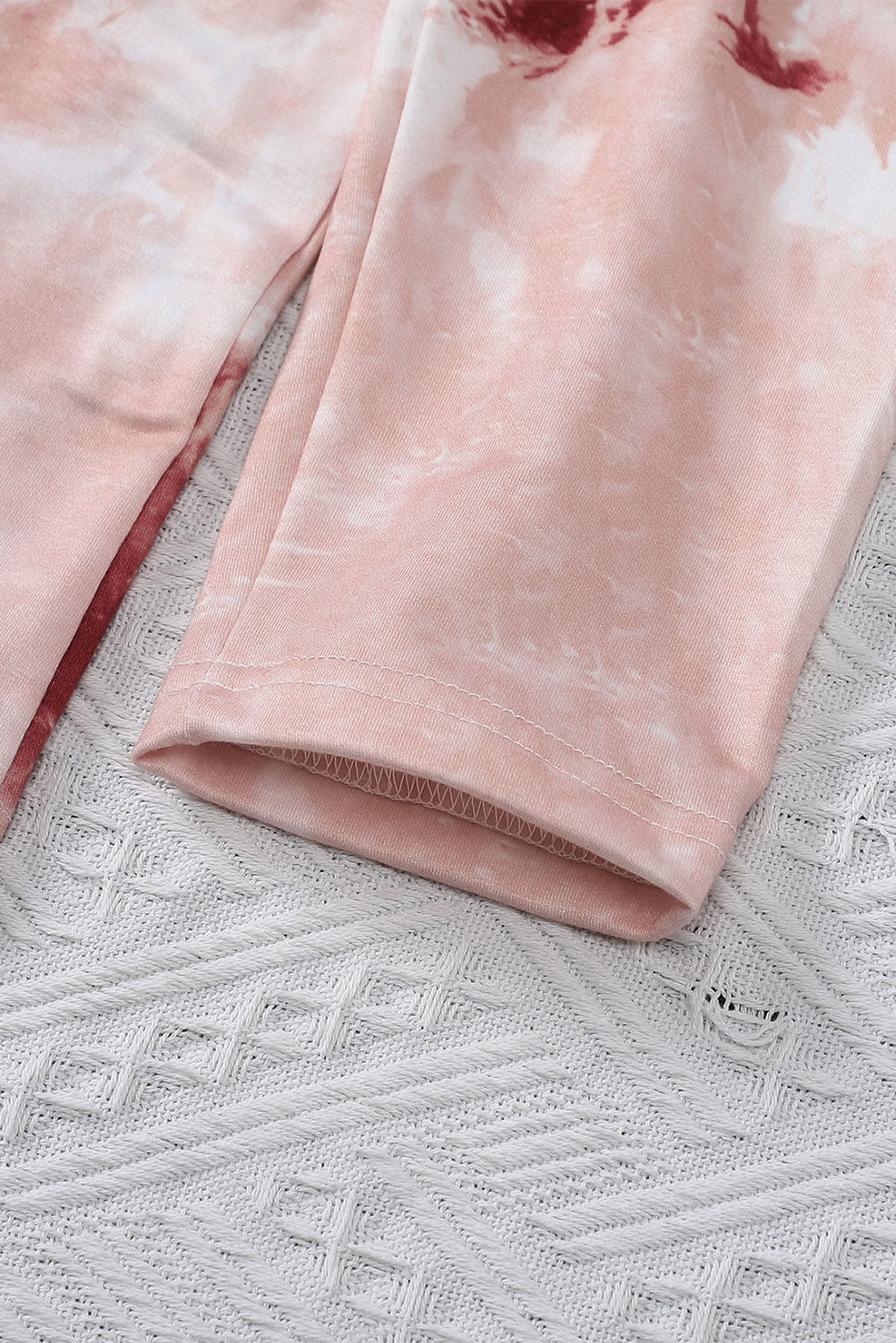 Red Tie Dye Crew Neck Long Sleeve Top-yoyobikini