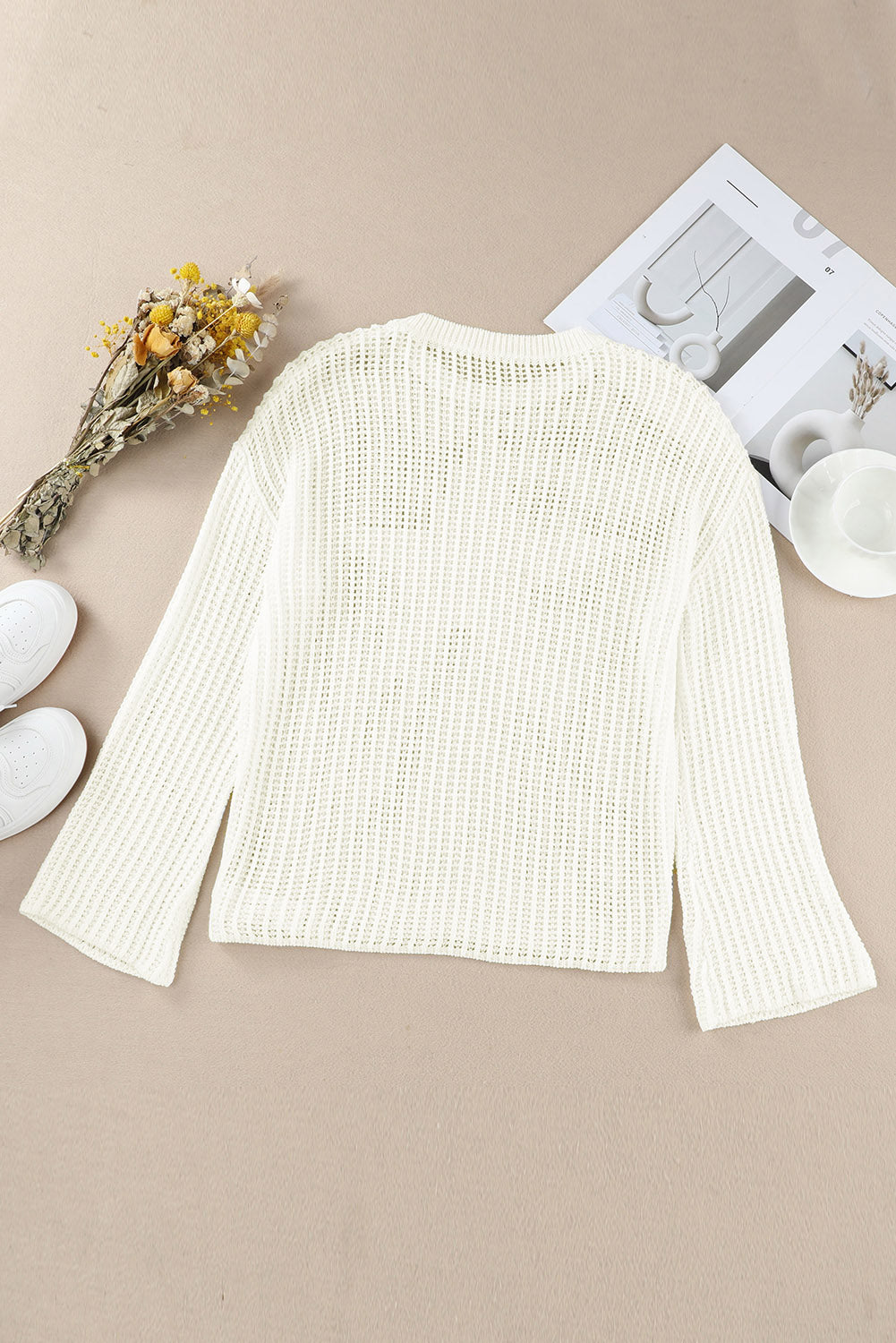 White Seeing Stars Oversized Sweater-yoyobikini