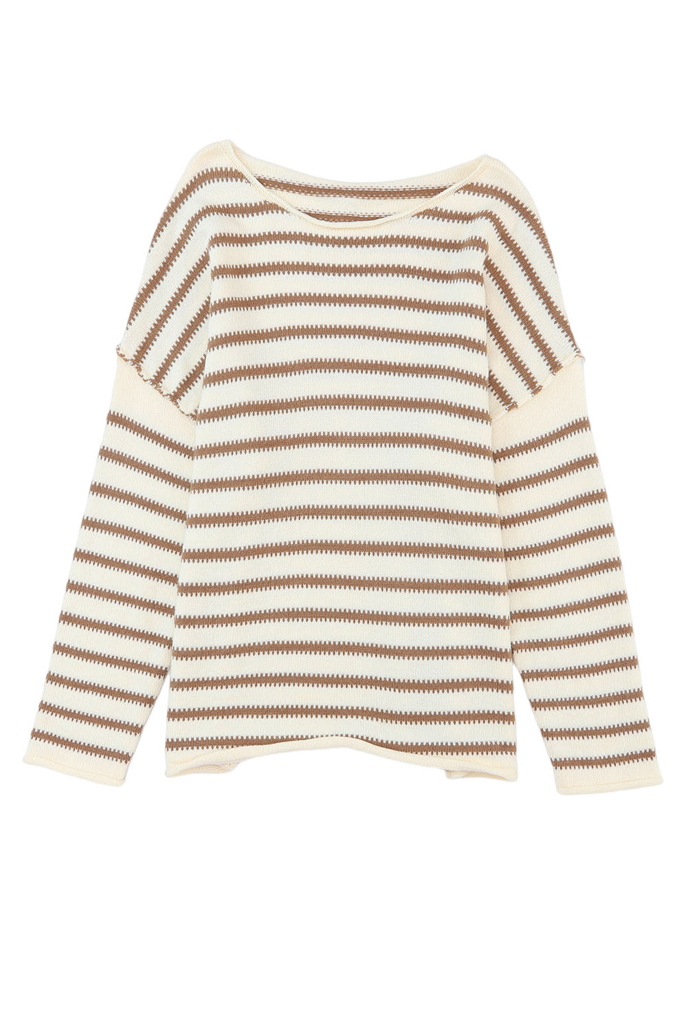 Yellow Striped Drop Shoulder Oversized Sweater-yoyobikini