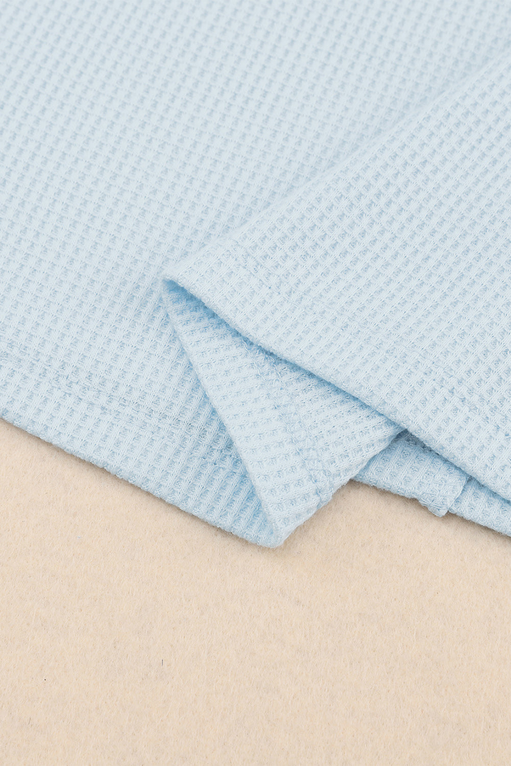 Sky Blue Mineral Wash Long Sleeve V-Neck Top-yoyobikini