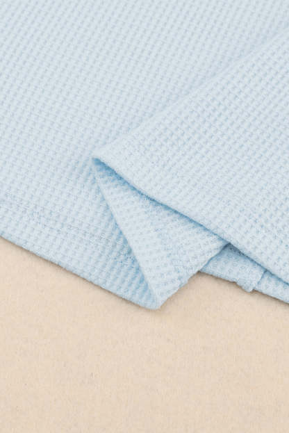 Sky Blue Mineral Wash Long Sleeve V-Neck Top-yoyobikini