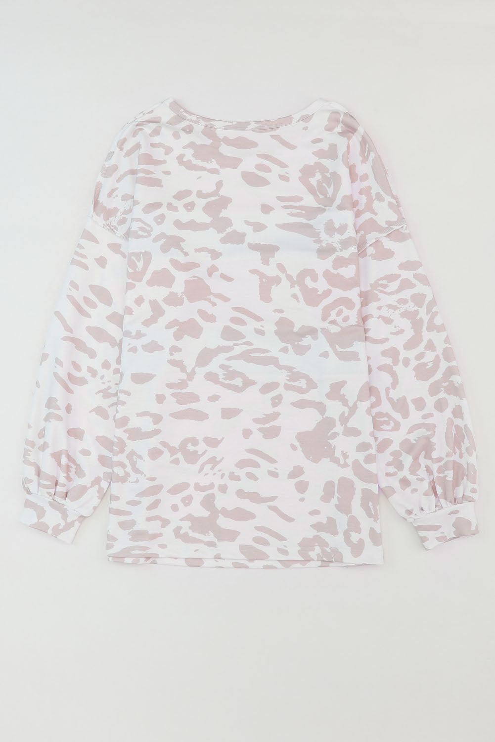 Leopard Animal Print Contrast Stripes Patchwork Puff Sleeve Knit Top-yoyobikini