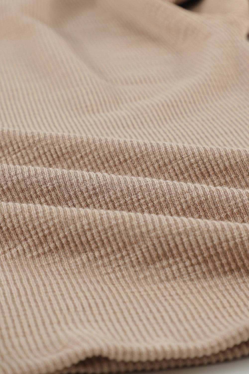 Khaki Button Front Turn-down Neck Knit Top-yoyobikini