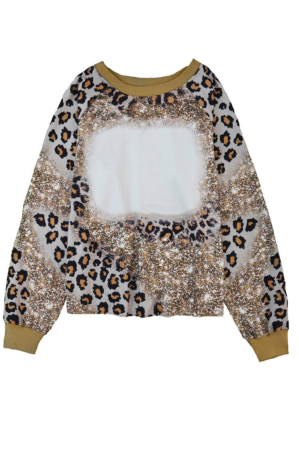 Leopard Print Bleached Long Sleeve Top-yoyobikini