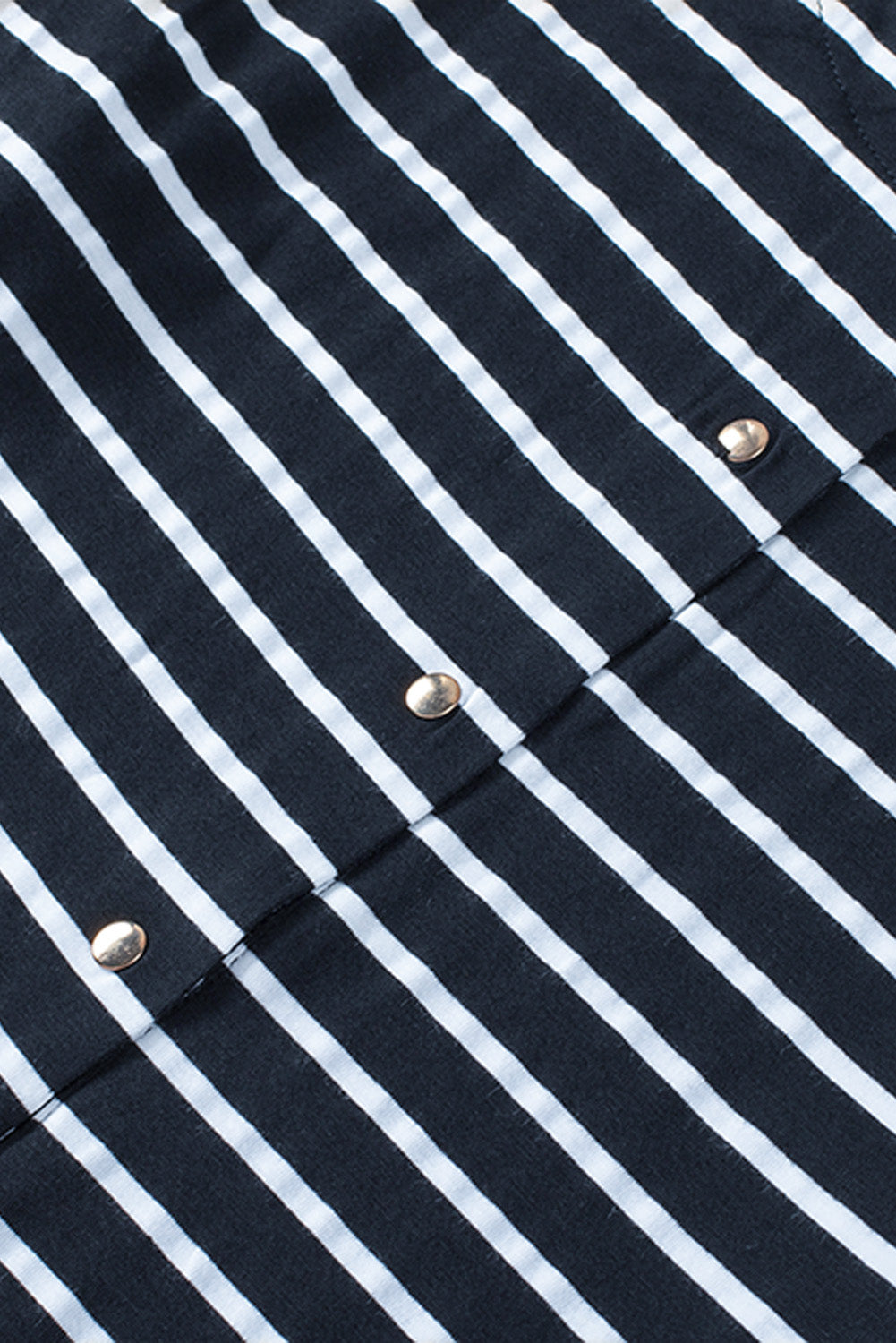 Black Striped Print Ruffled Buttoned Long Sleeve Top-yoyobikini