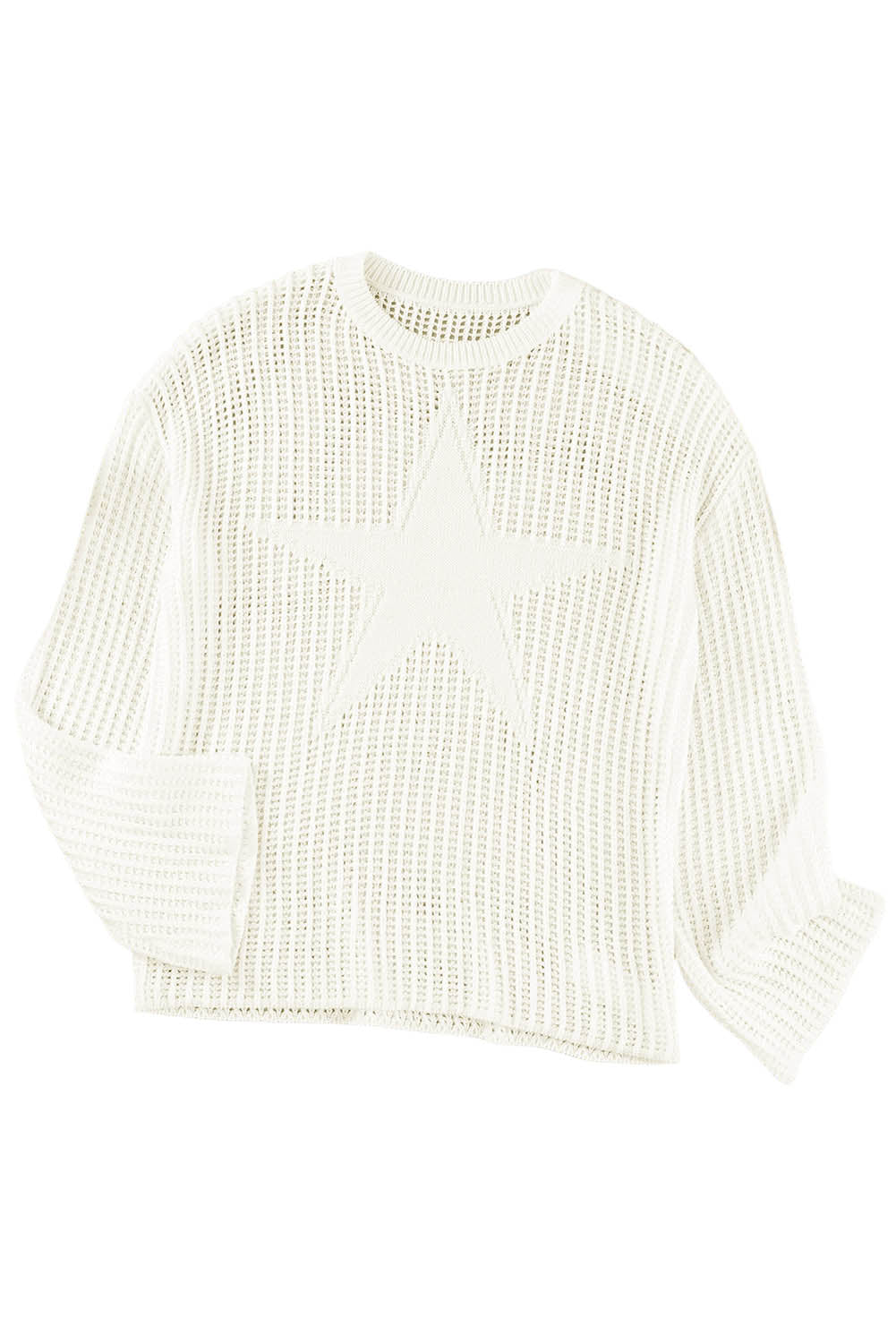 White Seeing Stars Oversized Sweater-yoyobikini