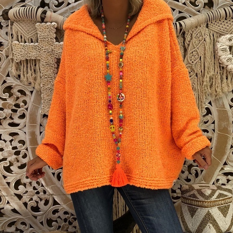 V-neck Long Sleeve Loose Sweater