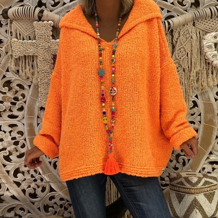 V-neck Long Sleeve Loose Sweater