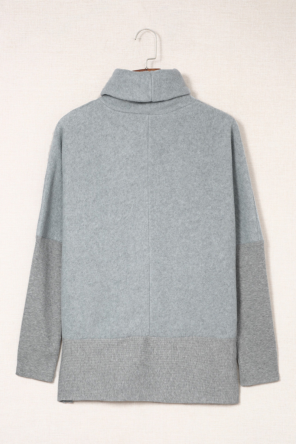 Gray Cowl Neck Contrast Dolman Sleeve Terry Pullover Top-yoyobikini