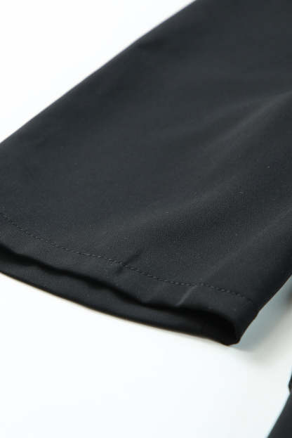 Black Single Short Sleeve Ruched Bodycon Dress-yoyobikini