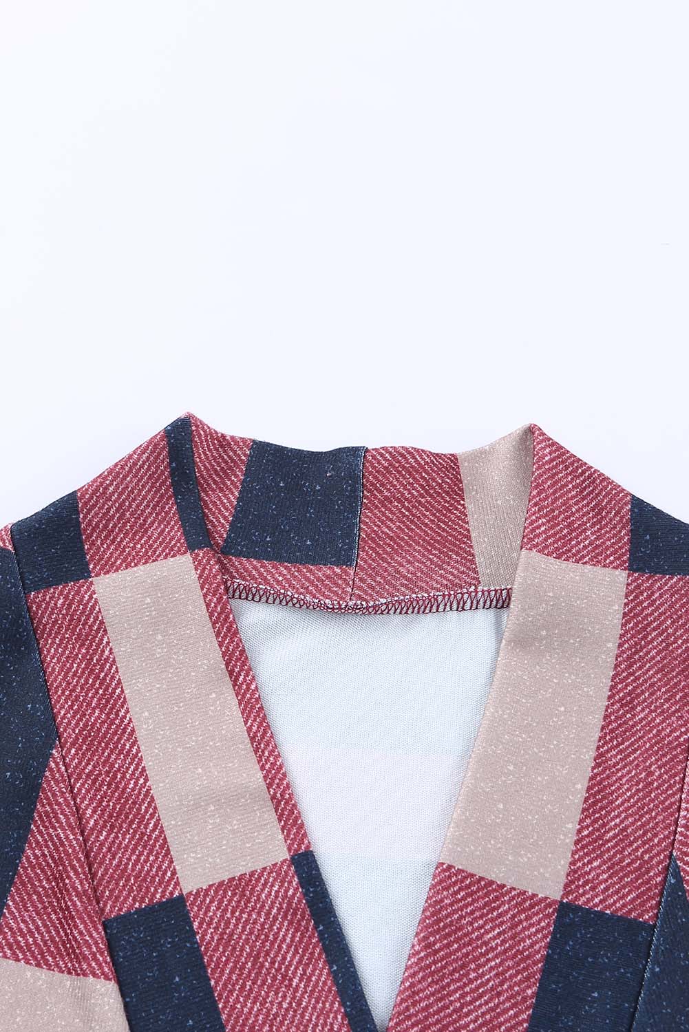 Draped Open Front Plaid Cardigan-yoyobikini
