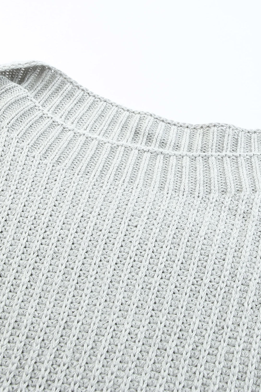 Gray Buttoned Drop Shoulder Oversized Sweater-yoyobikini
