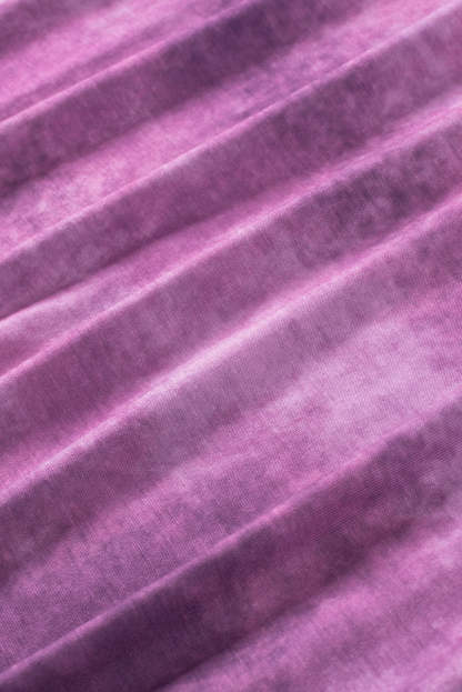 Rose Tie Dye Leopard Patchwork Pocket V Neck Top-yoyobikini