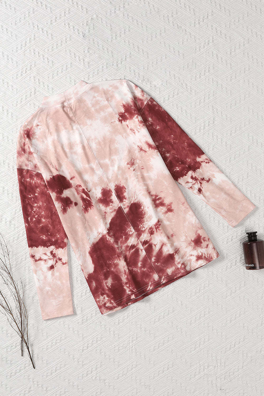 Red Tie Dye Crew Neck Long Sleeve Top-yoyobikini
