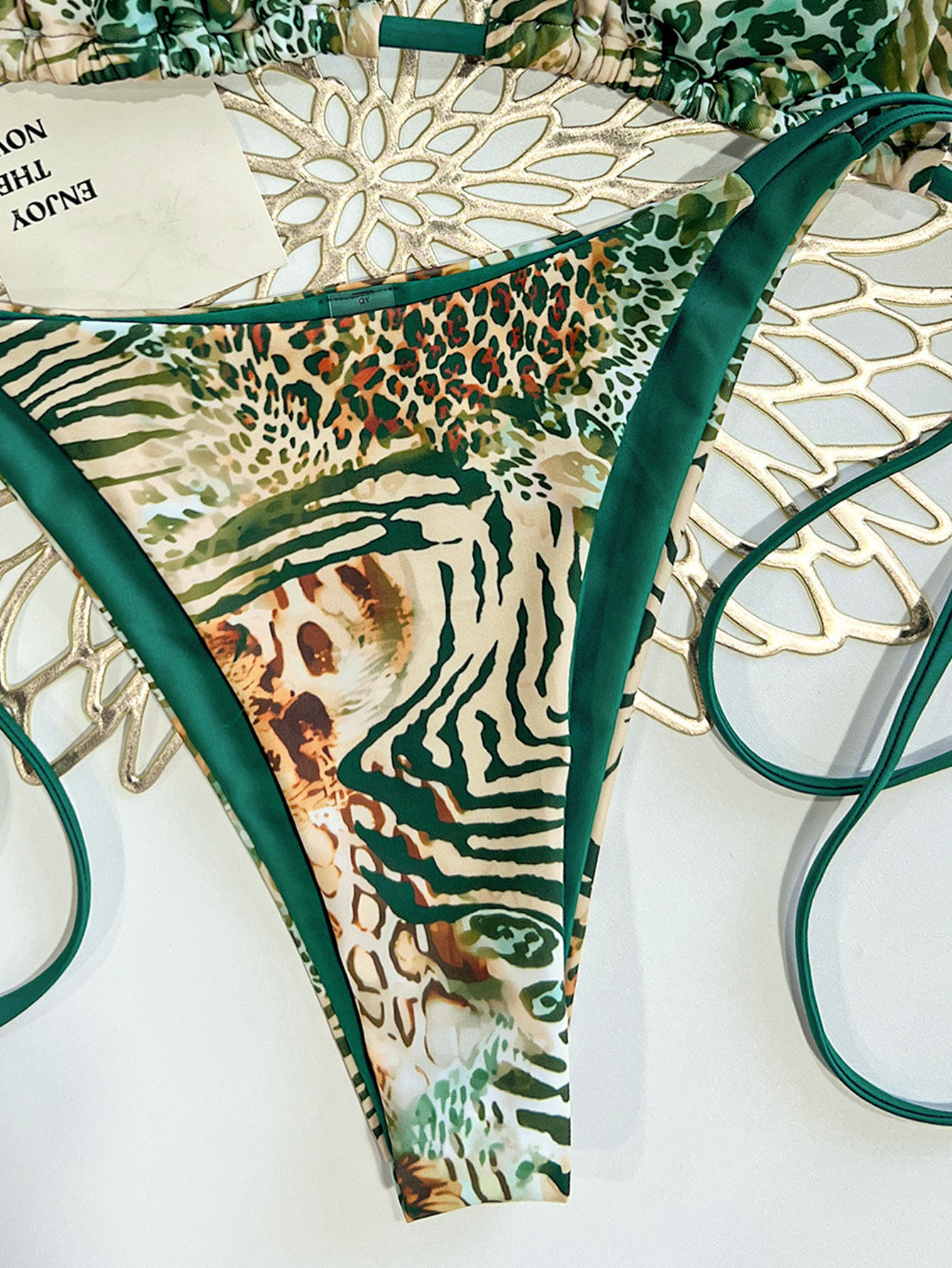 Coffee Polka Dot Micro Triangle Bikini Set | YoYo Bikini