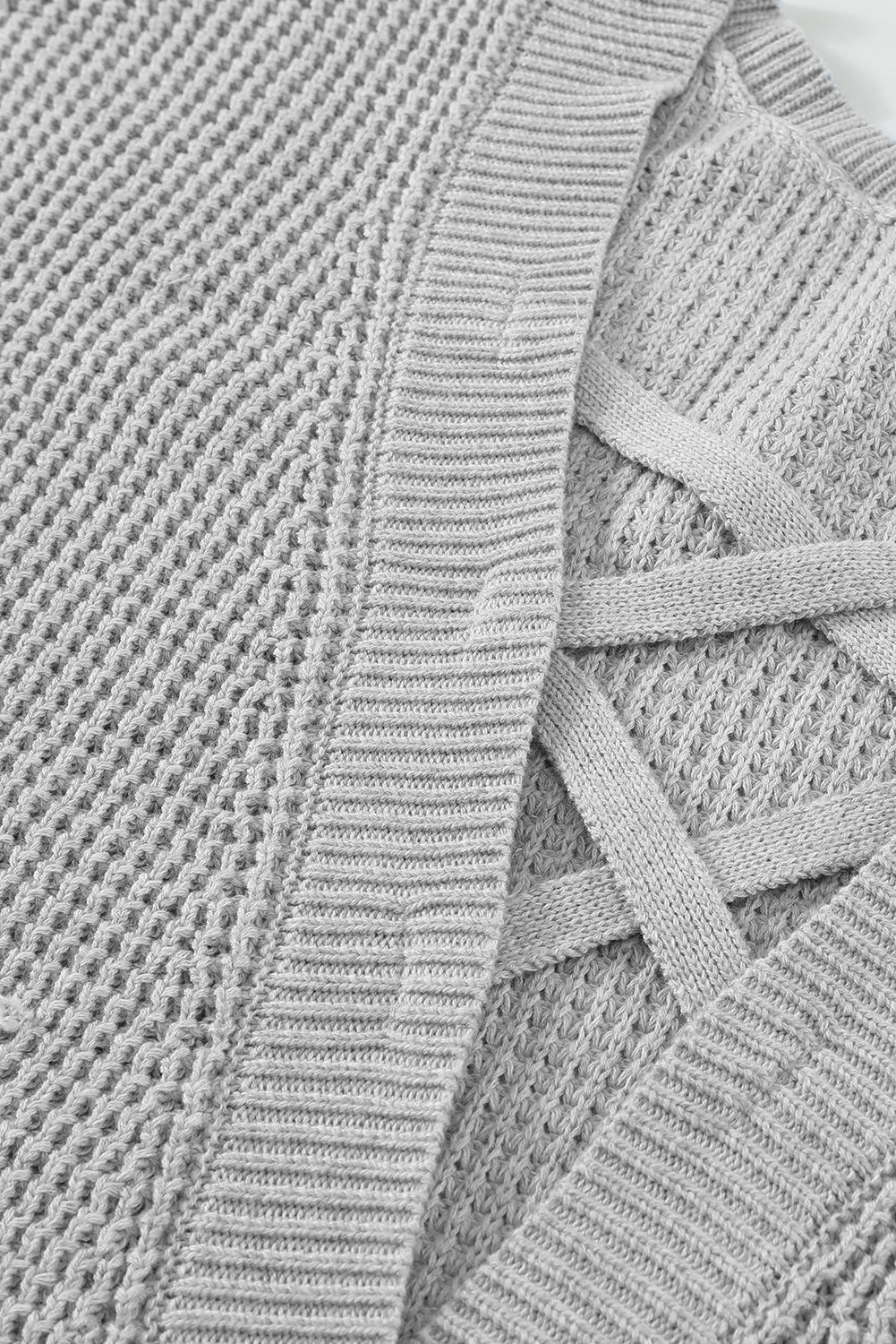 Gray Cross Back Hollow-out Sweater-yoyobikini