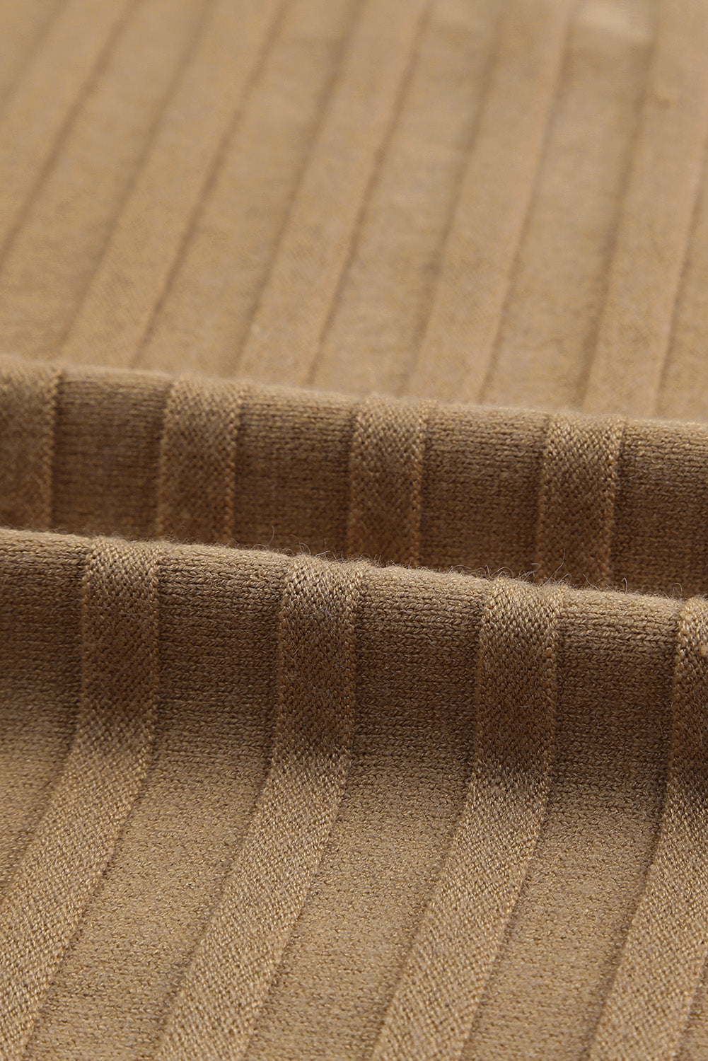 Brown Ribbed Open Front Knit Cardigan-yoyobikini