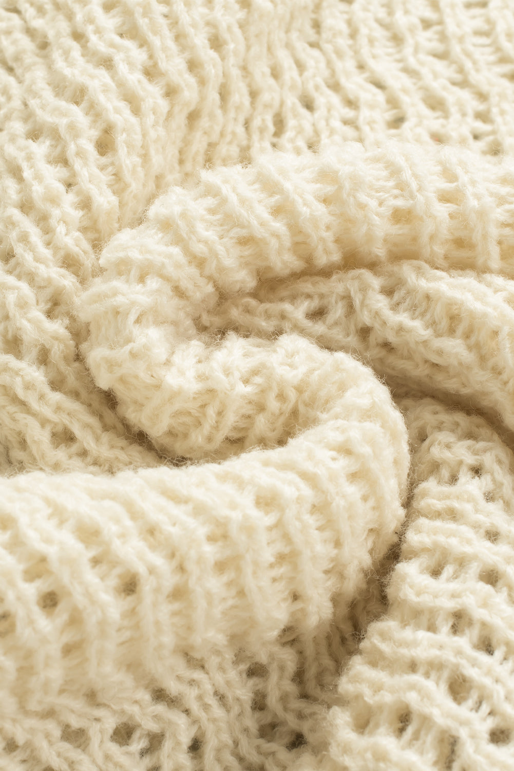 Apricot Sheer Openwork Knit Sweater-yoyobikini
