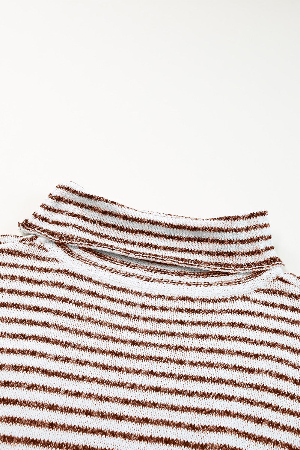 Brown Striped Turtleneck Loose Sweater-yoyobikini