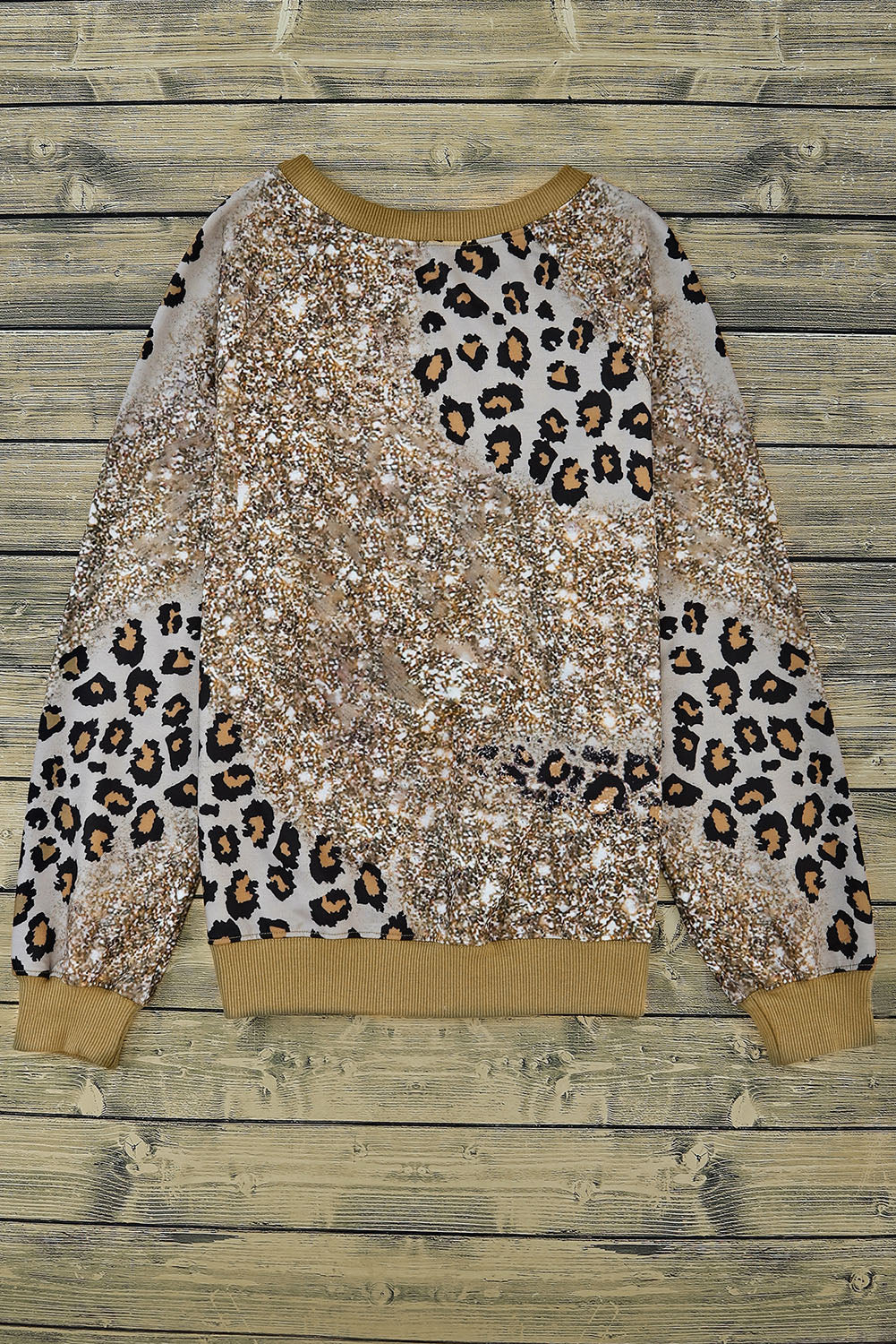 Leopard Print Bleached Long Sleeve Top-yoyobikini