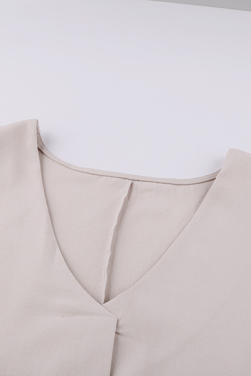 Apricot V Neck 3/4 Sleeve High Low Hem Shirt-yoyobikini