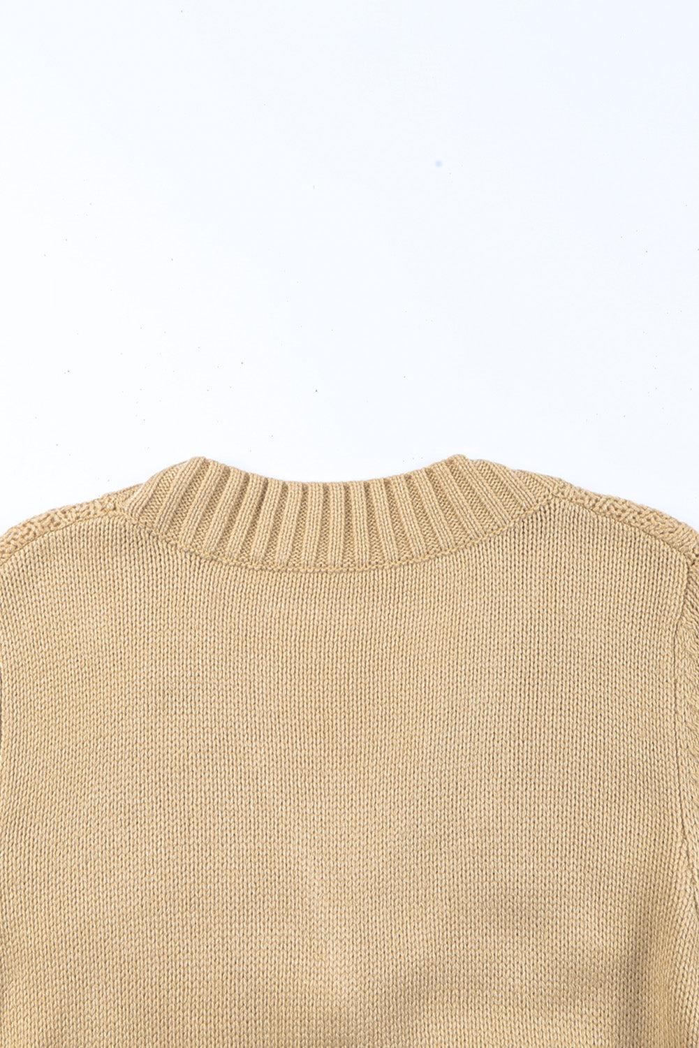 Beige Front Pockets Buttons Textured Cardigan-yoyobikini