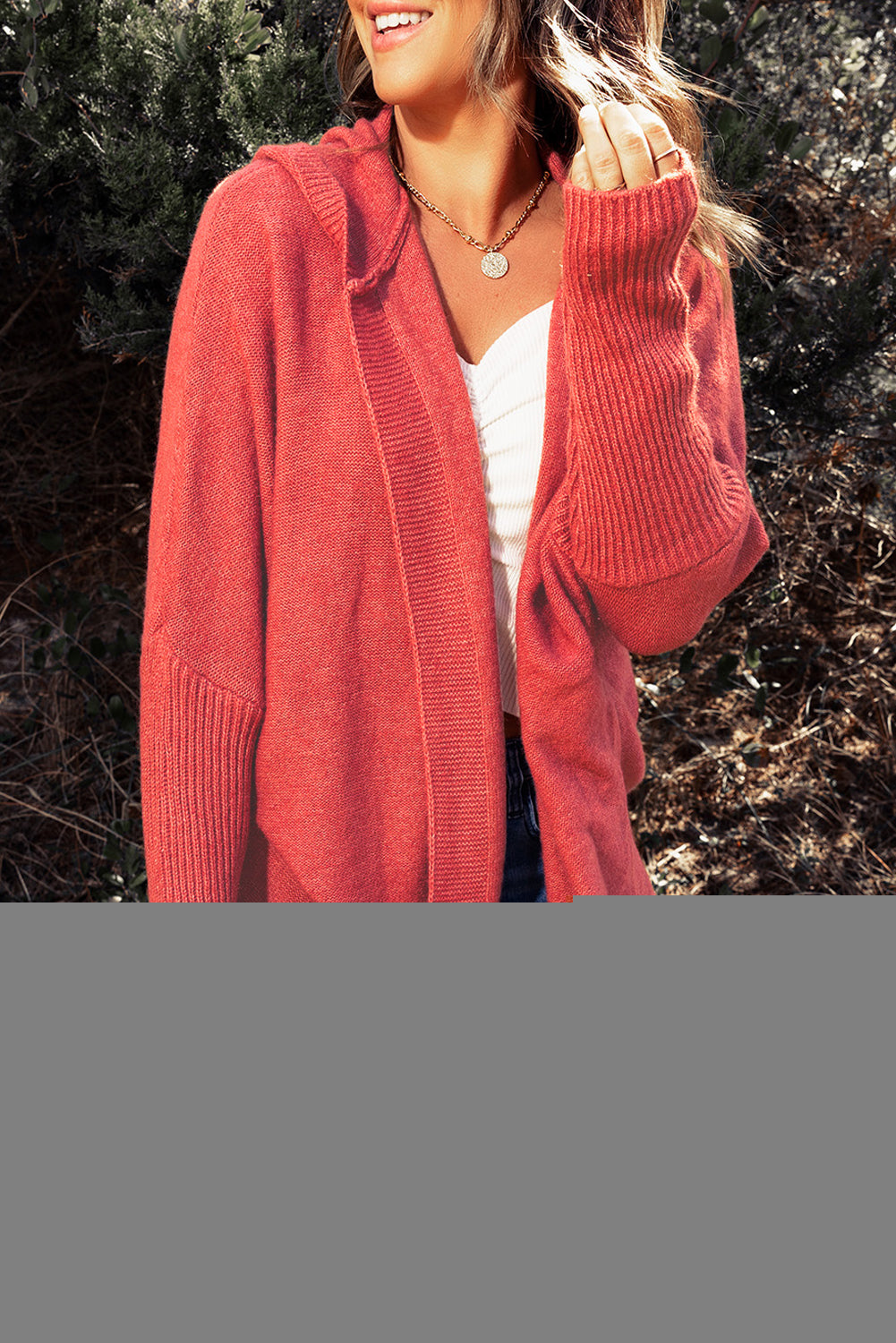 Rib Trimmed Batwing Sleeve Hooded Cardigan-yoyobikini
