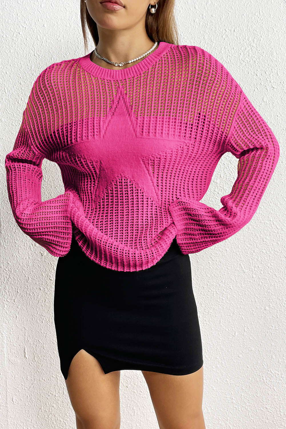 Rose Seeing Stars Oversized Sweater-yoyobikini