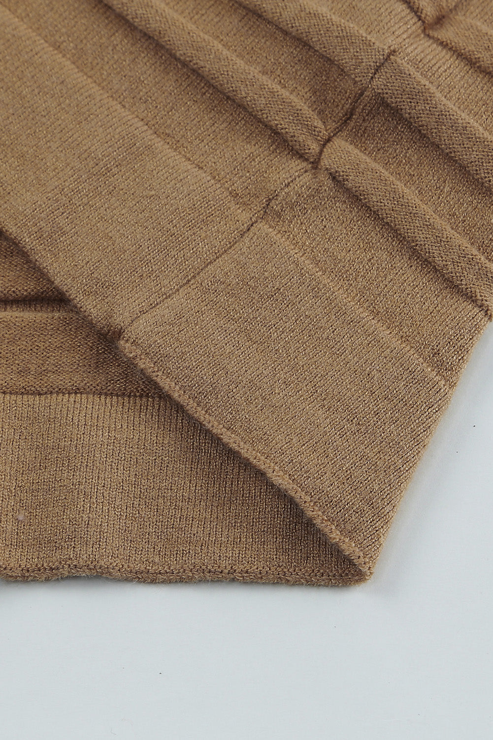 Brown Ribbed Open Front Knit Cardigan-yoyobikini