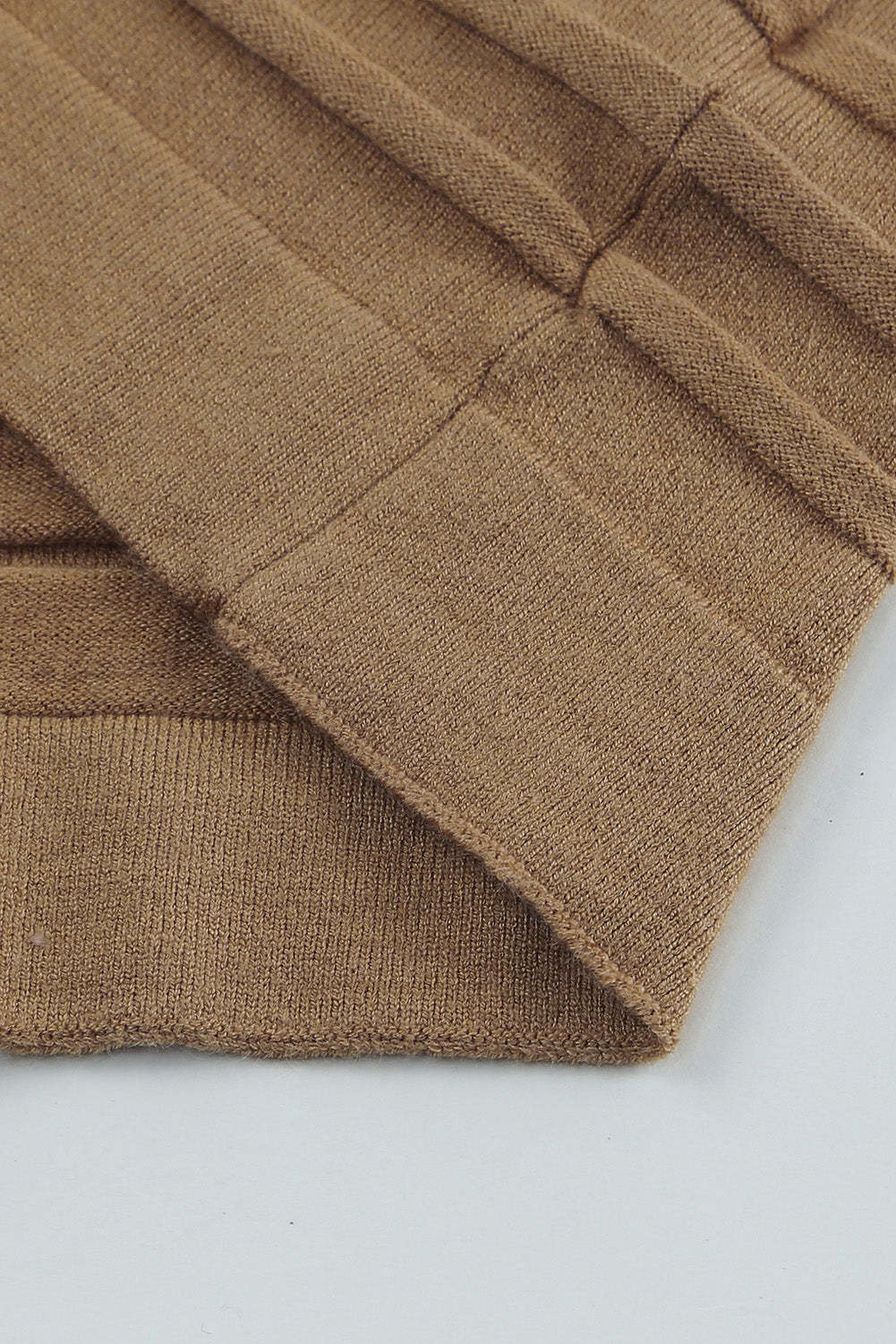 Brown Ribbed Open Front Knit Cardigan-yoyobikini