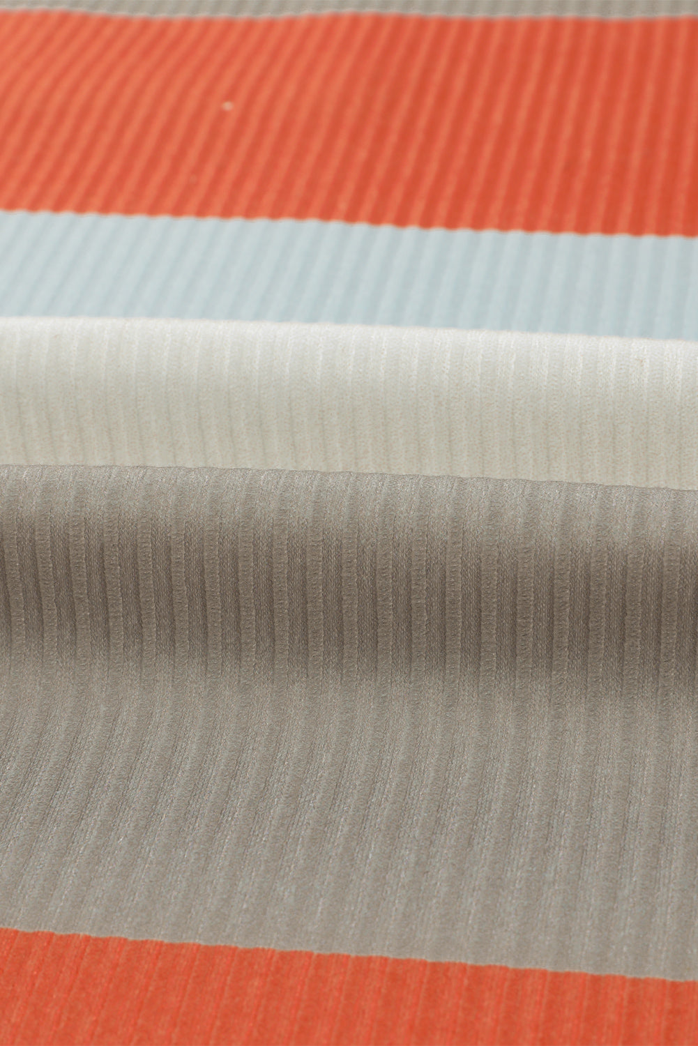 Red Striped Colorblock Ribbed Knit Top with Pocket-yoyobikini