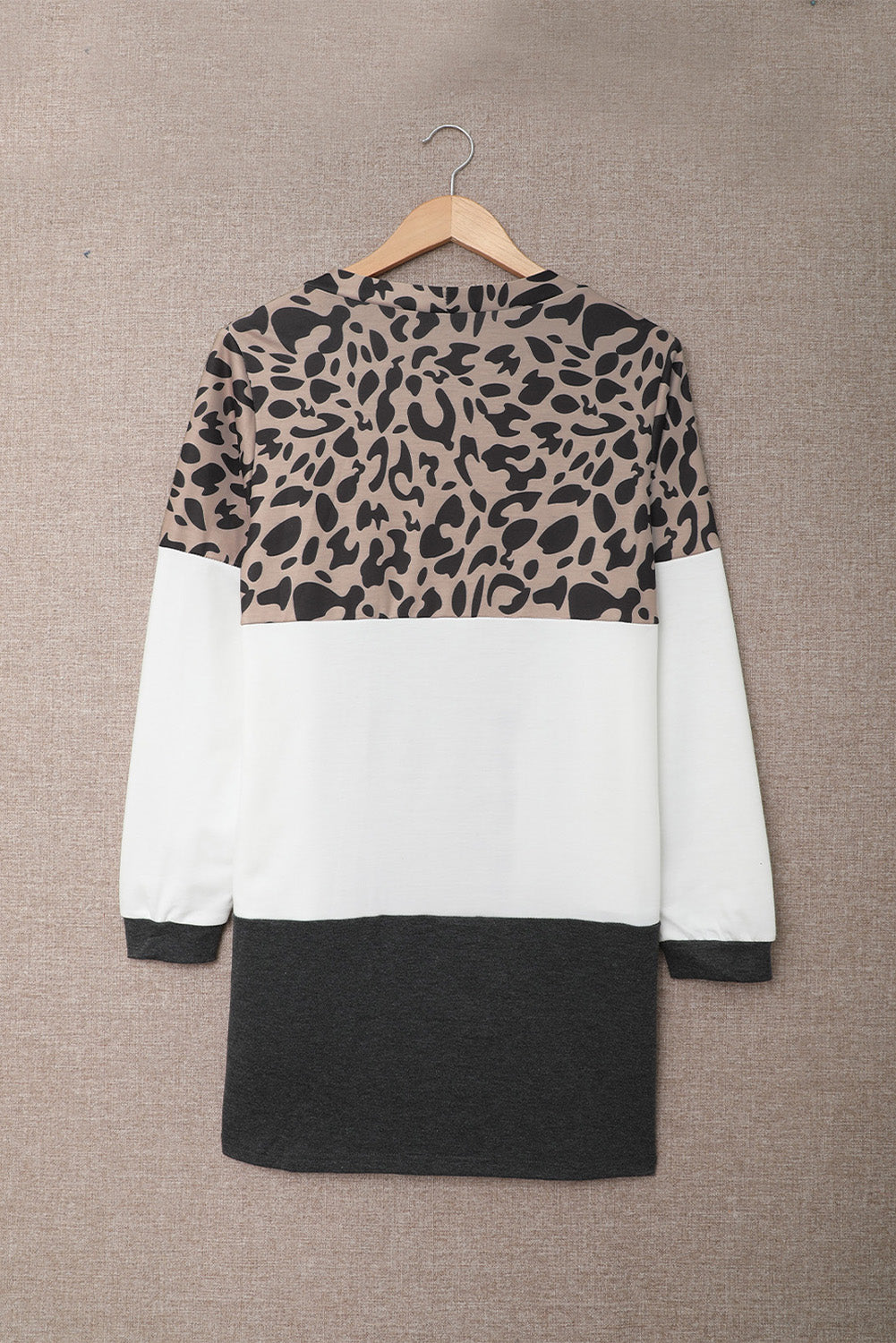 Leopard Block Cardigan with Pockets-yoyobikini
