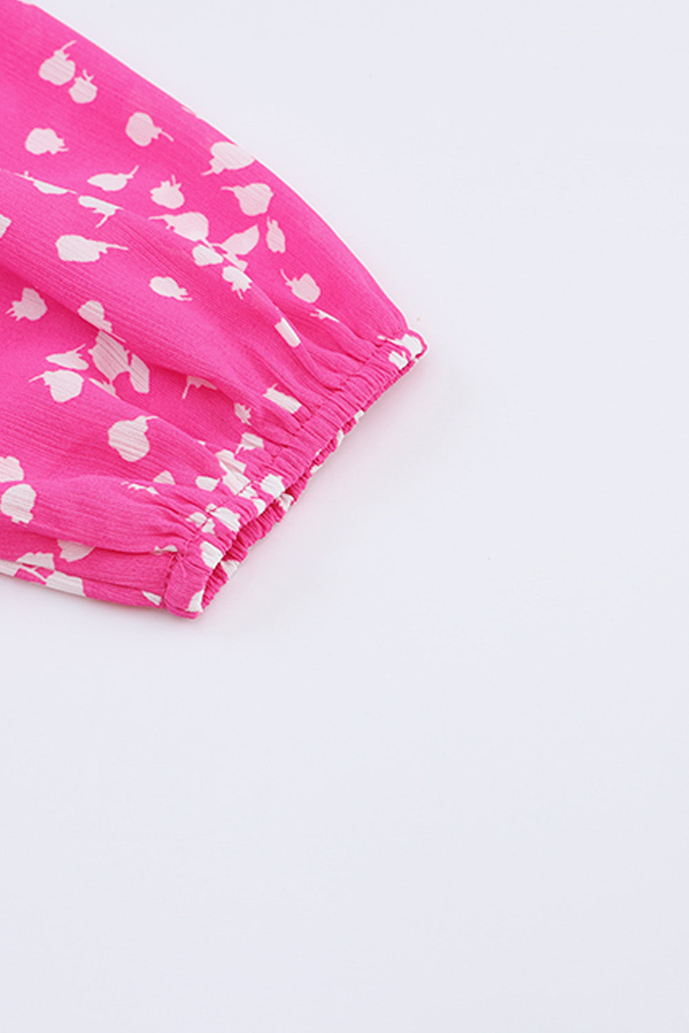 Pink Split Neck Fall Printed Crinkled Blouse-yoyobikini