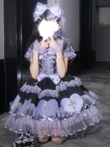 Halloween Back to school Gothic Lolita Dresses Bows Pearls Color Block Pink Light Sky Blue