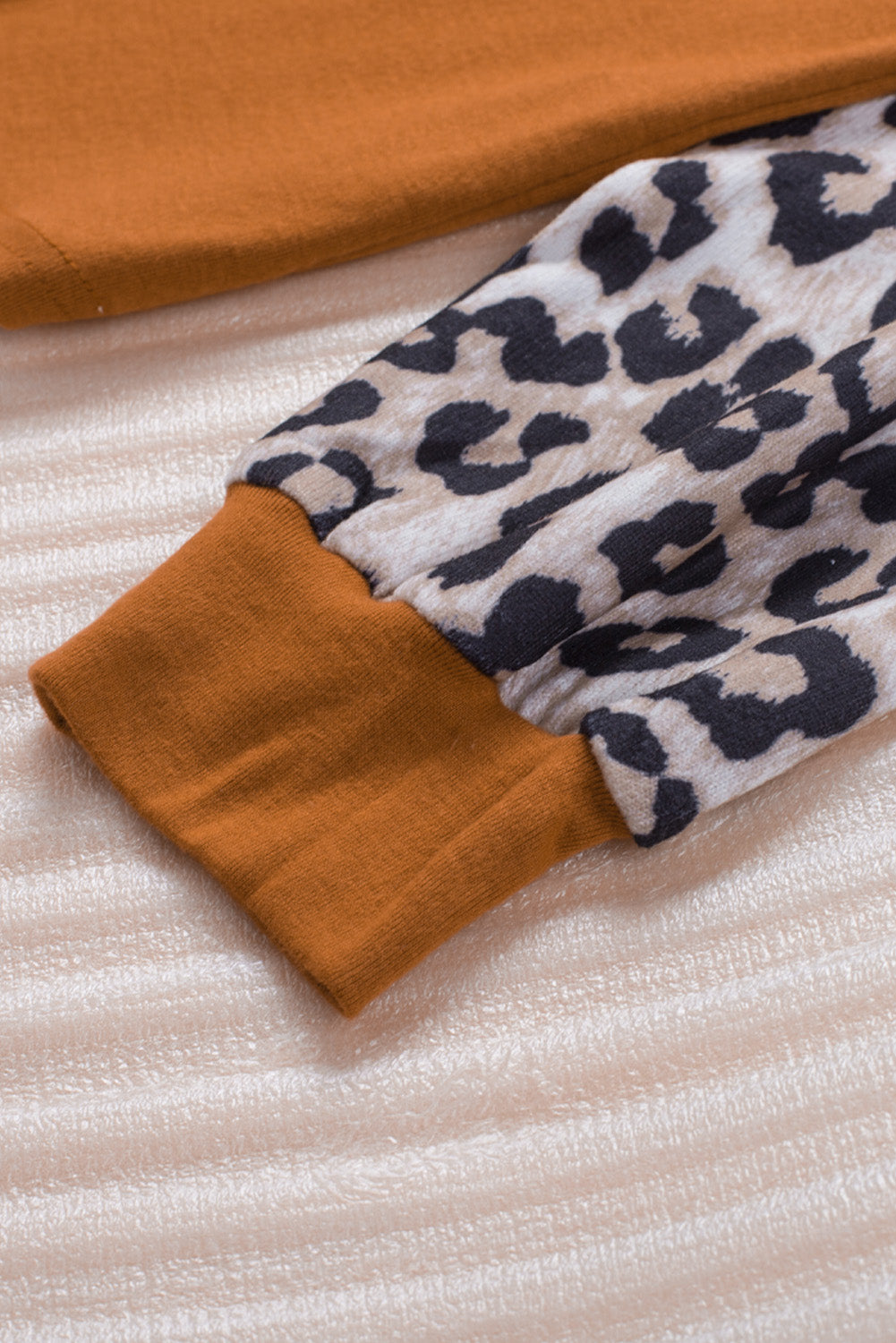 Brown Leopard Sequin Patchwork Long Sleeve Top-yoyobikini
