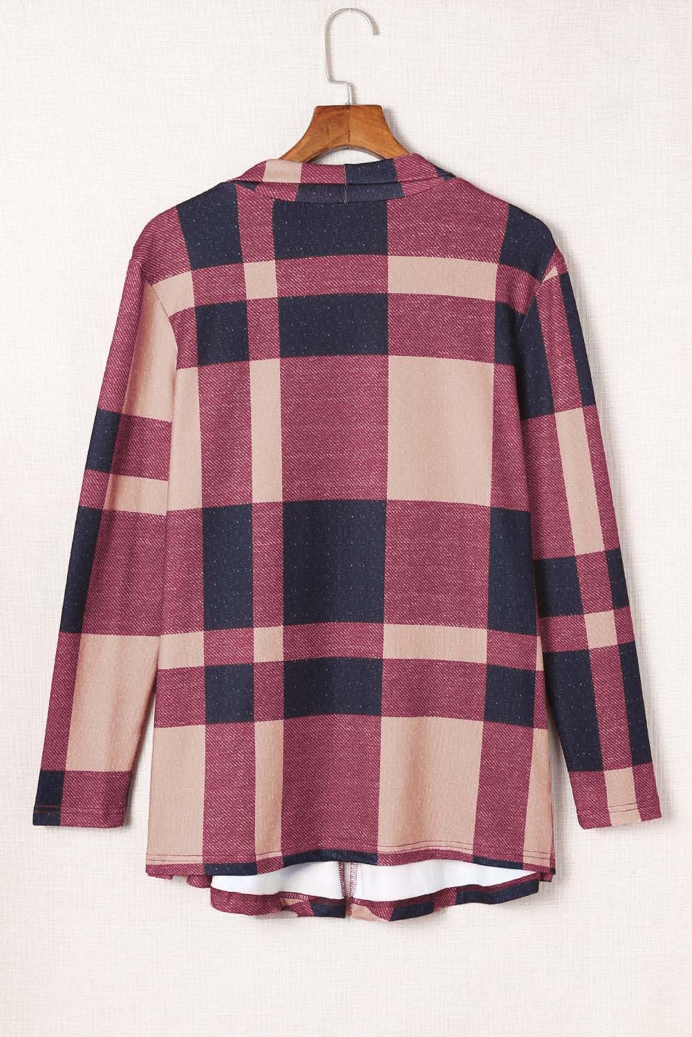 Draped Open Front Plaid Cardigan-yoyobikini
