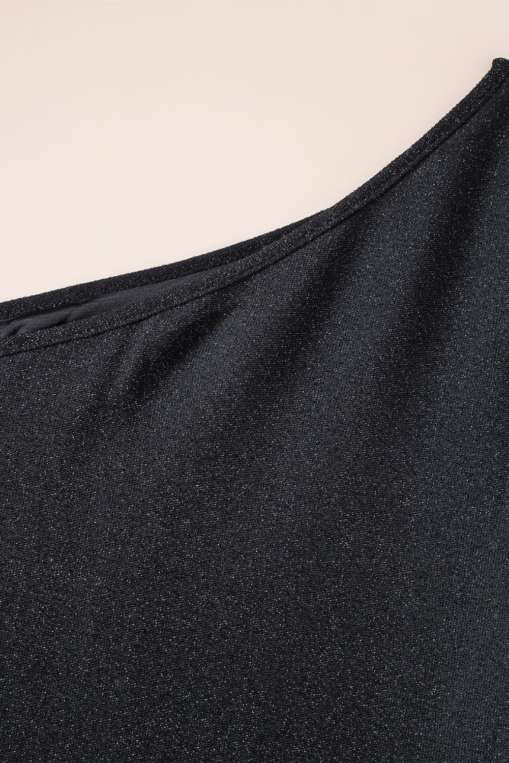 Black One-shoulder Glitter Metallic Asymmetric Long Dress-yoyobikini