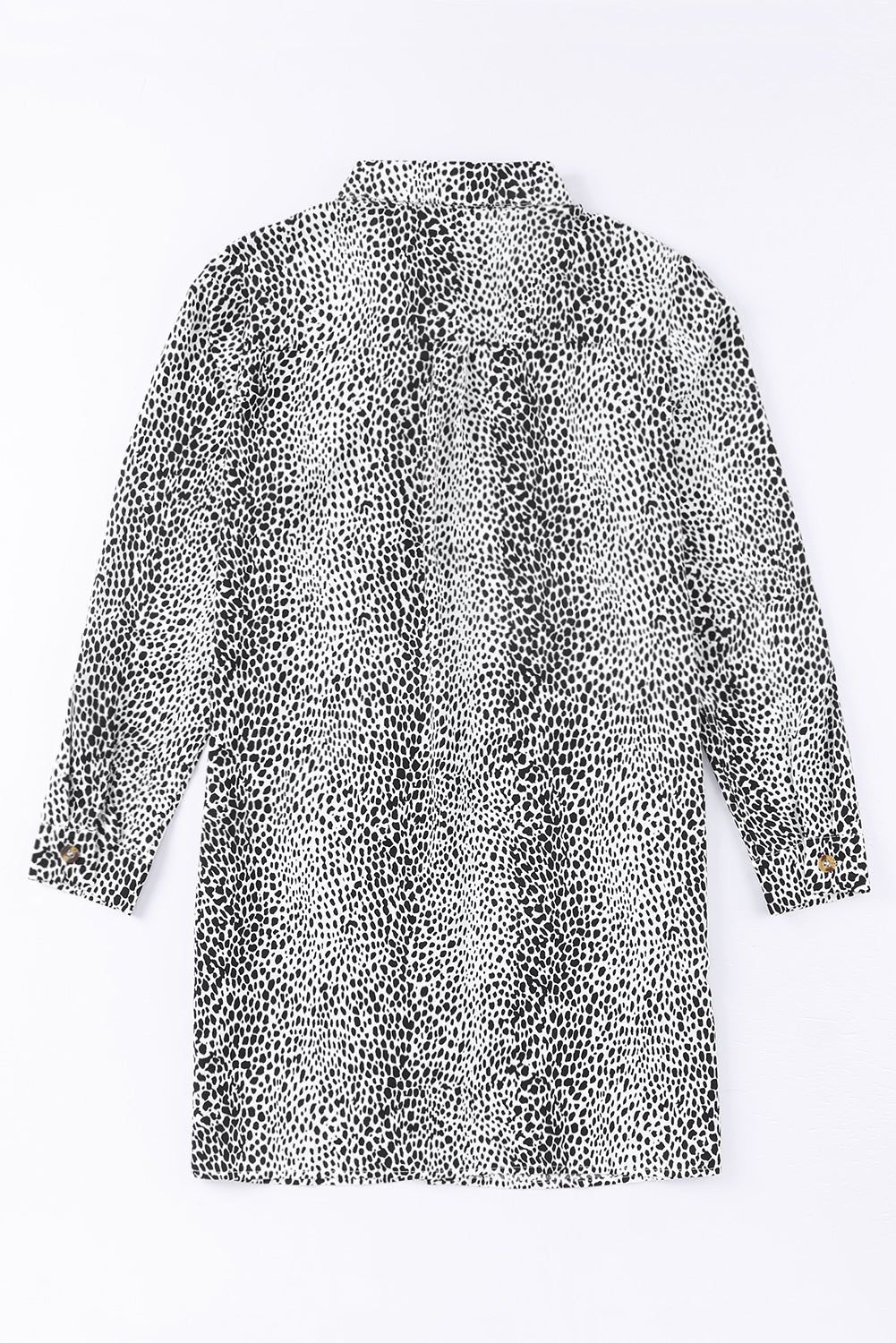 Long Sleeve Leopard Animal Print Shirt Dress-yoyobikini