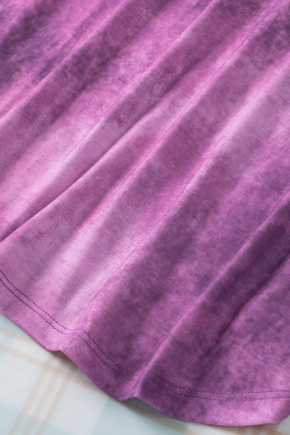 Rose Tie Dye Leopard Patchwork Pocket V Neck Top-yoyobikini