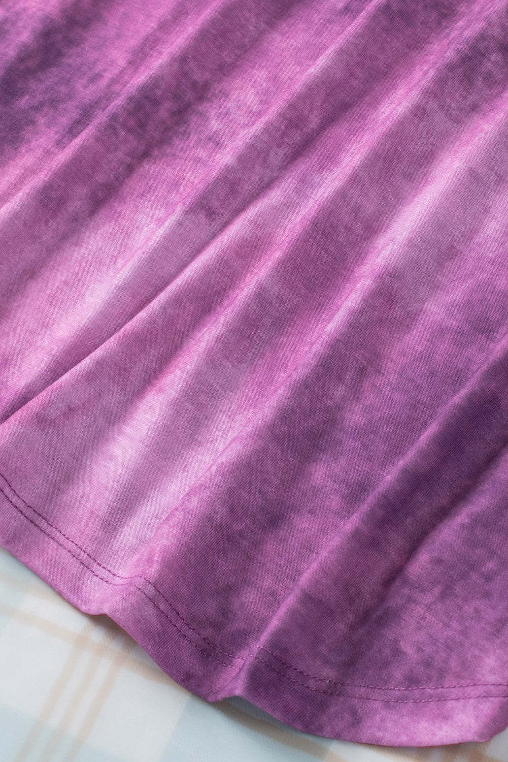 Rose Tie Dye Leopard Patchwork Pocket V Neck Top-yoyobikini