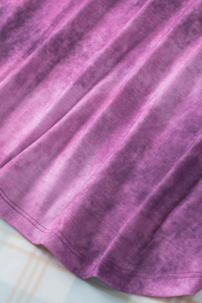 Rose Tie Dye Leopard Patchwork Pocket V Neck Top-yoyobikini