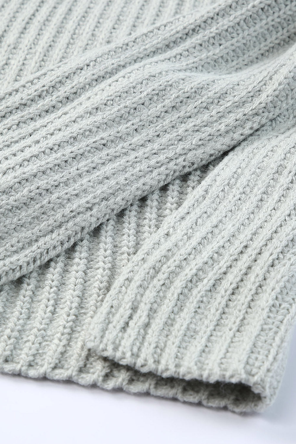 Gray Buttoned Drop Shoulder Oversized Sweater-yoyobikini