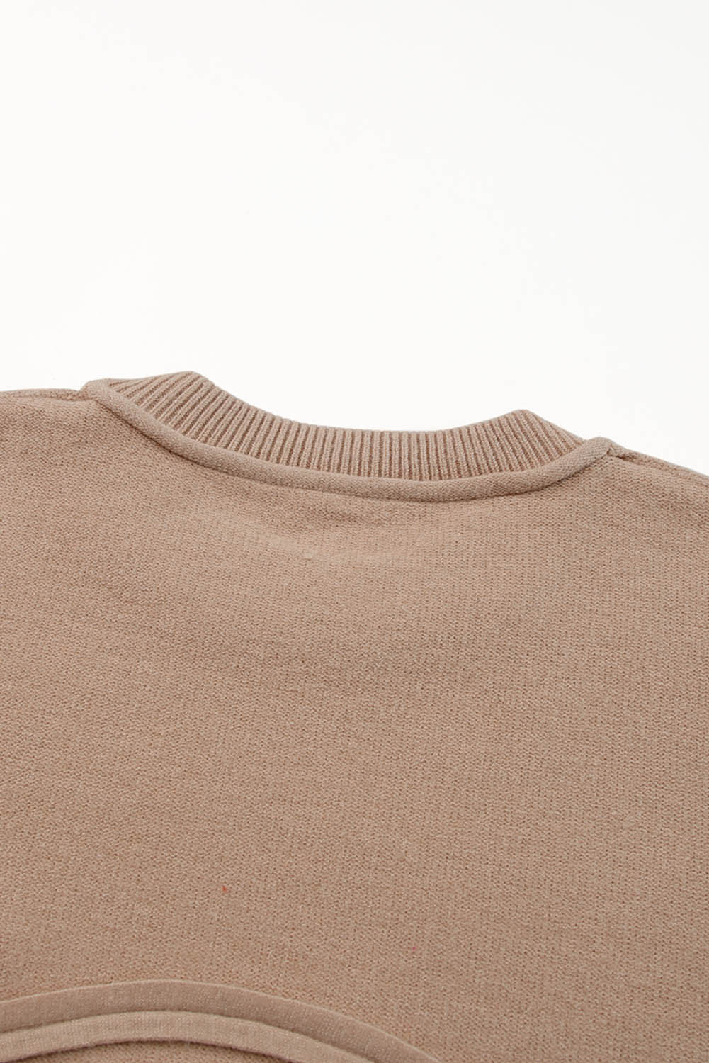 Apricot Raw Edge Patch Pocket Exposed Seam Loose Sweater-yoyobikini